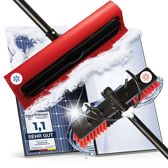 Teleskop Schneeschieber für PV, Solar, Terrassendach & Wintergarten